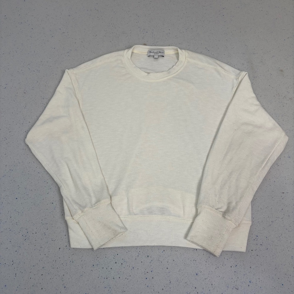 Michael Stars Crewneck Sweatshirt Off White Boxy Pullover Size S Cream Layering